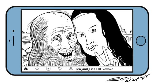 Leonardo da Vinci and Mona Lisa Selfie