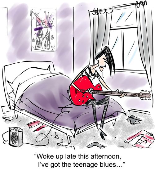 "Woke up late this afternoon, I've got the teenage blues…"