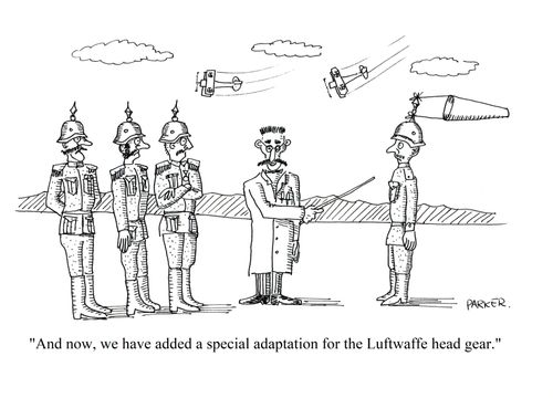 "And now, we have added a special adaptation for the Luftwaffe head gear."