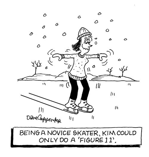 Being a novice skater, Kim could only do a 'Figure 11'.