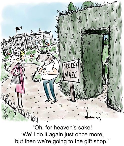 "Oh, for heaven's sake! We'll do it again just once more, but then we're going to the gift shop."