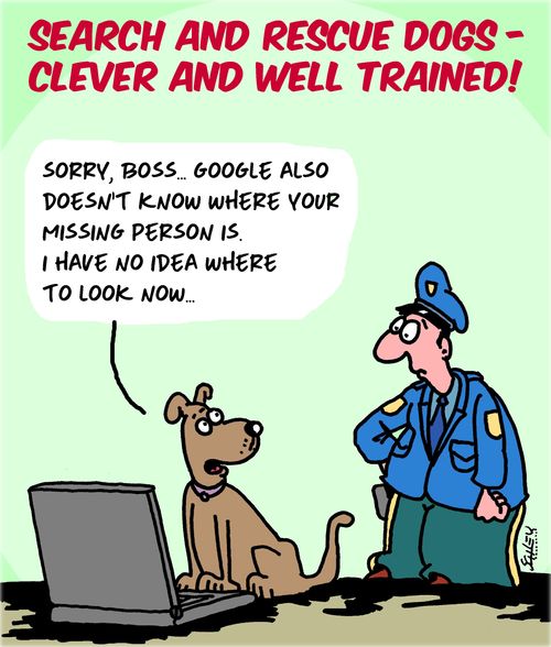 "Sorry, boss. . . Google also doesn't know where your missing person is. I have no idea where to look now. . ."