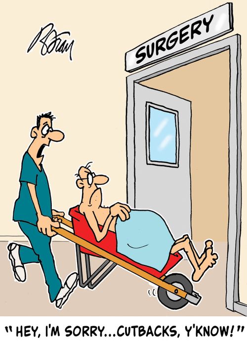 "Hey, I'm sorry...cutbacks, y'know!"