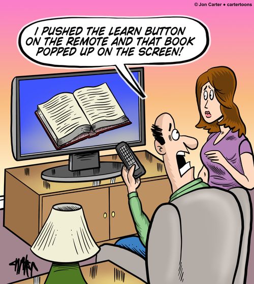 "I pushed the learn button on the remote and that book popped up on the screen!"