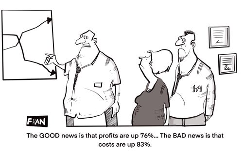 "The good news is that profits are up 76%. . . The BAD news is that costs are up 83%."