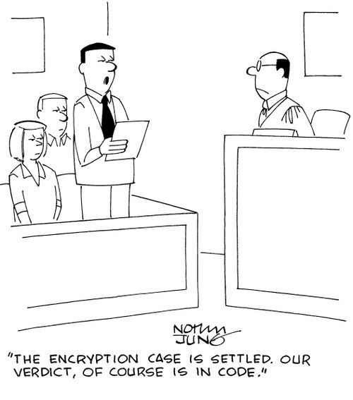 "The encryption case is settled. Our verdict, of course is in code."