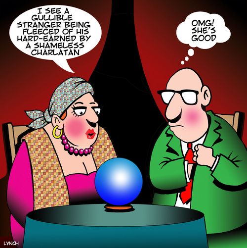 "I see a gullible stranger being fleeced of his hard-earned by a shameless charlatan."