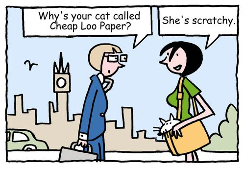 "Why's your cat called Cheap Loo Paper?"