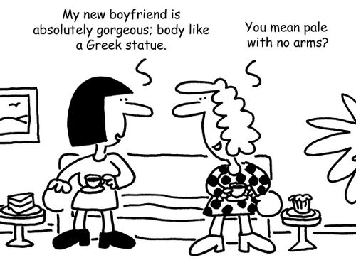 "My new boyfriend is absolutely gorgeous; body like a Greek statue."
