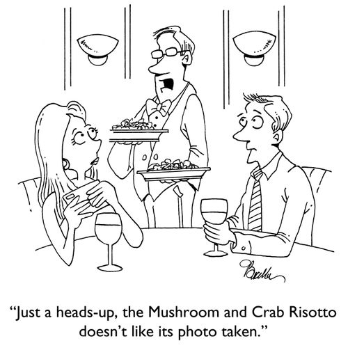 "Just a heads-up, the Mushroom and Crab Risotto doesn't like its photo taken."