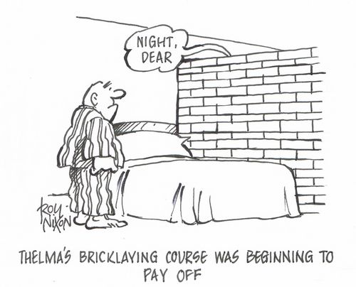 Thelma's bricklaying course was beginning to pay off