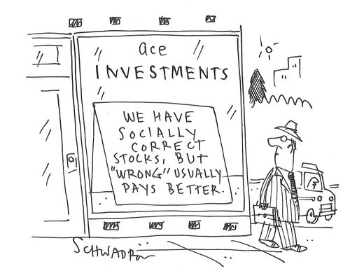 Investments:  We have socially correct stocks, but 'wrong' usually pays better.