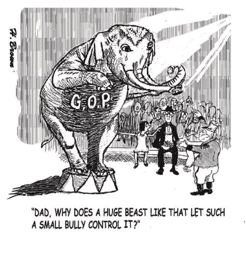 "Dad, why does a huge beast like that let such a small bully control it?"