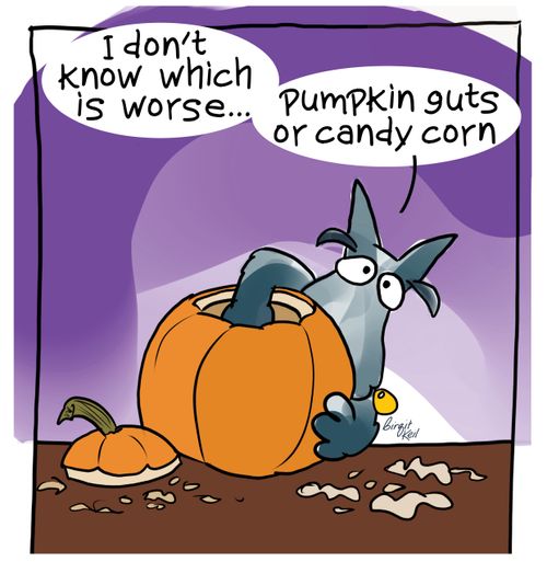 "I don't know which is worse...pumpkin guts or candy corn."