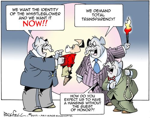 "We want the identity of the whistleblower and we want it NOW!!"