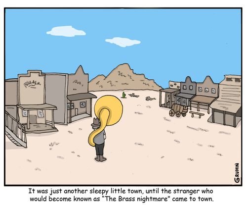 "It was just another sleepy little town, until the stranger who would become known as 'The Brass nightmare' came to town."