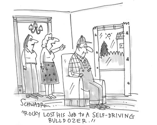 "Rocky lost his job to a self-driving bulldozer."