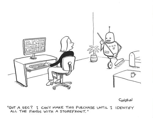 "Got a sec? I can't make this purchase until I identify all the photos with a storefront."