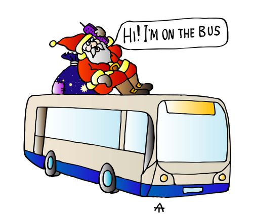 "Hi! I'm on the bus."