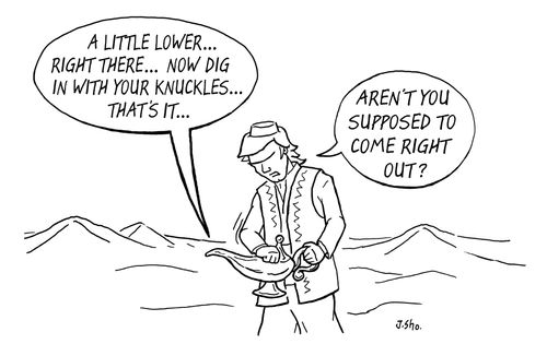 "A little lower . . . right there . . . now dig in with your knuckles. . . that's it. . ."