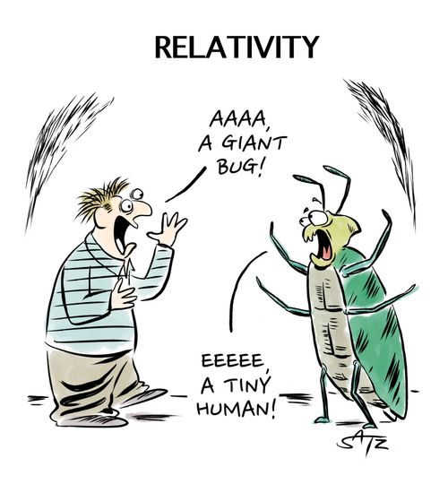 Relativity: "Eeee, a tiny human!"