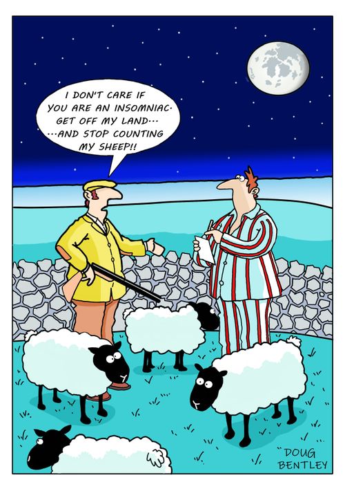 "I don't care if you are an insomniac. Get off my land and stop counting my sheep!"