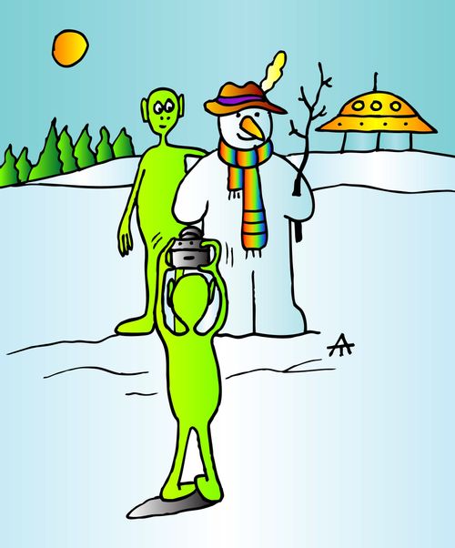 UFO and snowman