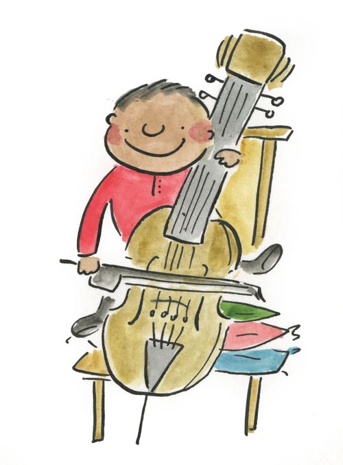 Toddler playing the cello