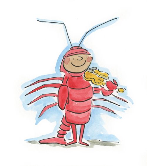 Lobster playing the violin