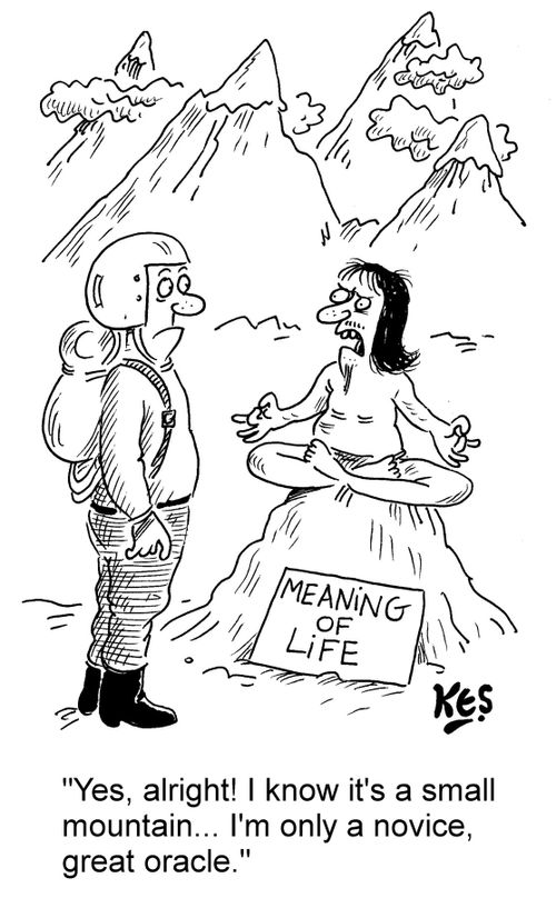 "Yes, alright! I know it's a small mountain... I'm only a novice oracle."