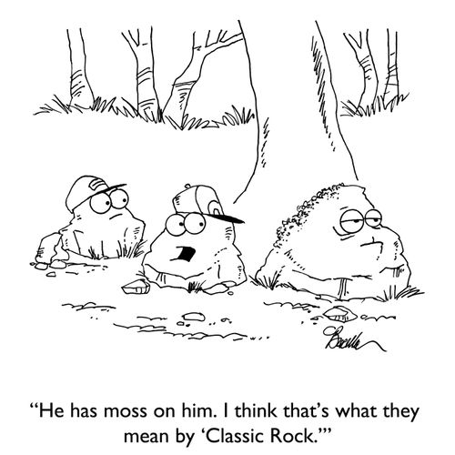 "He has moss on him. I think that's what they mean by 'Classic Rock.'"