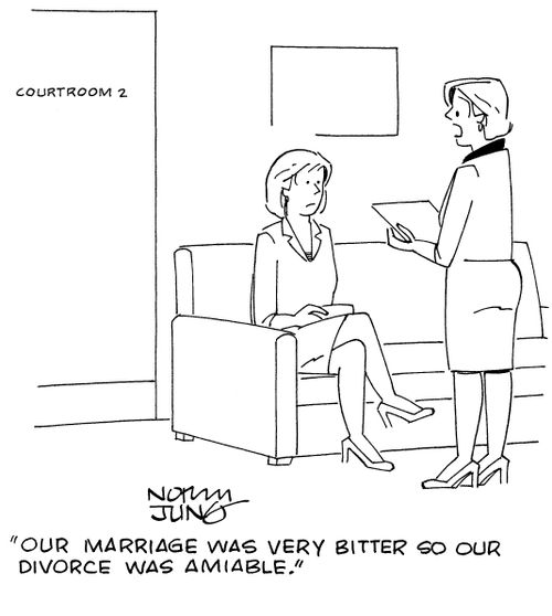 "Our marriage was very bitter so our divorce was amiable."
