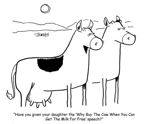 "Have you given your daughter the 'Why Buy The Cow When You Can Get The Milk For Free' speech?"