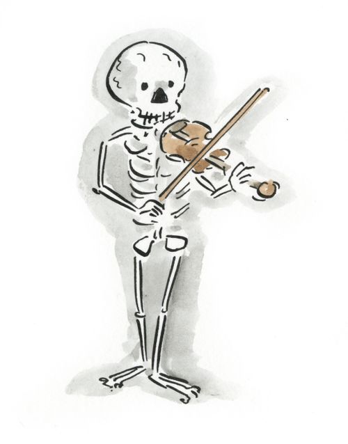 Skeleton playing the violin