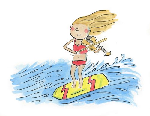 Violinist on a surfboard
