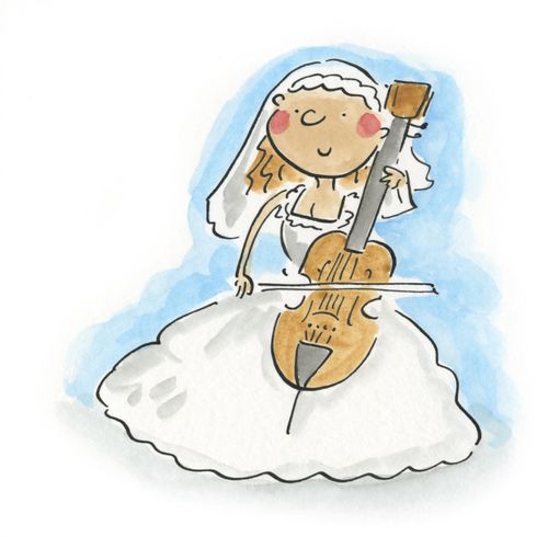 Bride playing cello