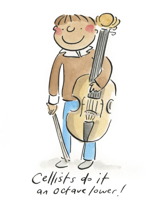 Cellists do it an octave lower