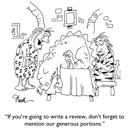 "If you're going to write a review, don't forget to mention our generous portions."
