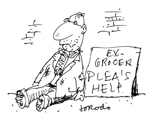 Ex-Grocer Plea's Help