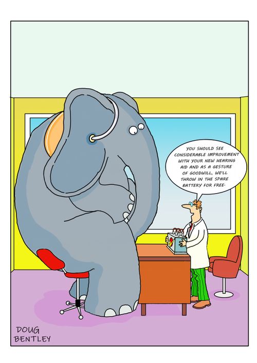 "You should see considerable improvement with your new hearing aid and as a gesture of goodwill we'll throw in the spare battery for free."