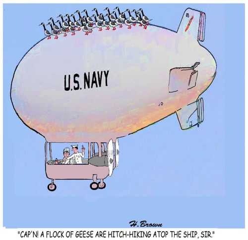 "Cap'n! A flock of geese are hitch-hiking atop the ship, sir."