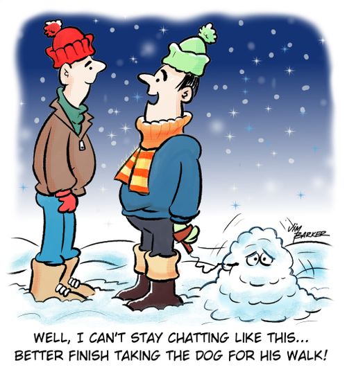 "Well, I can't stay chatting like this . . . better finish taking the dog for his walk!"