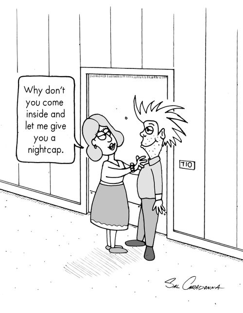 "Why don't you come inside and let me give you a nightcap."