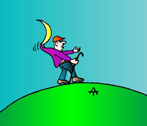 Man gets caught on the moon.
