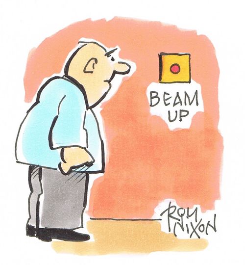 Button with notice - Beam Up