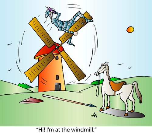 "Hi! I'm at the windmill."