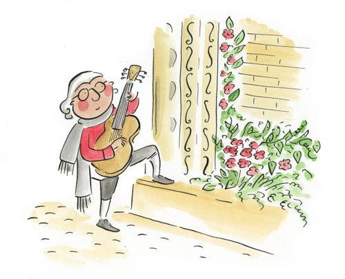 Serenading with a guitar