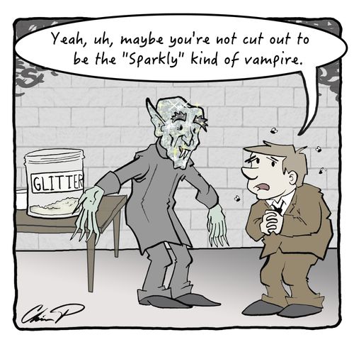 "Yeah, uh, maybe you're not cut out to be the 'sparkly' kind of vampire."