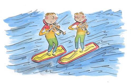 Rainbow violin surfers