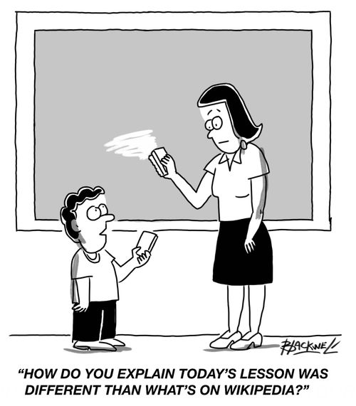 "How do you explain today's lesson was different than what's on Wikipedia?"